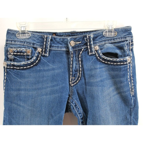 Miss Me Thick Stitched Pocket Dark Wash Straight Leg Jeans‎ Sz30 JP5014SK-4 - Picture 2 of 14